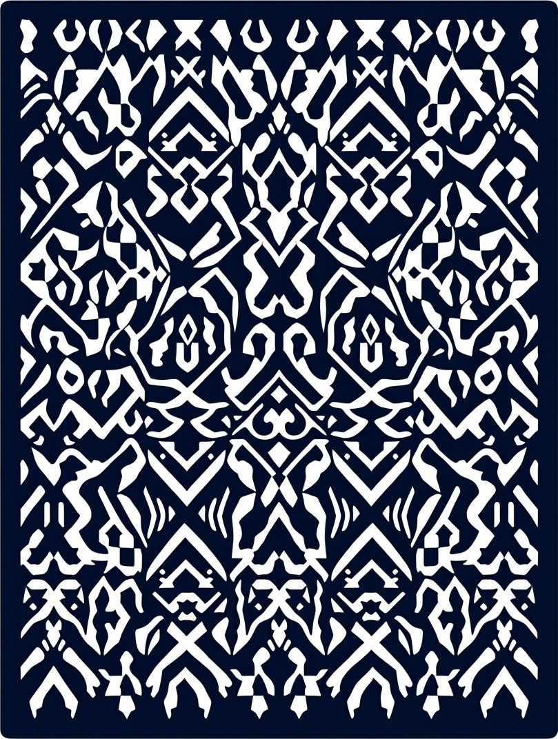 Navy White Tribal Intricate Geometric Rug