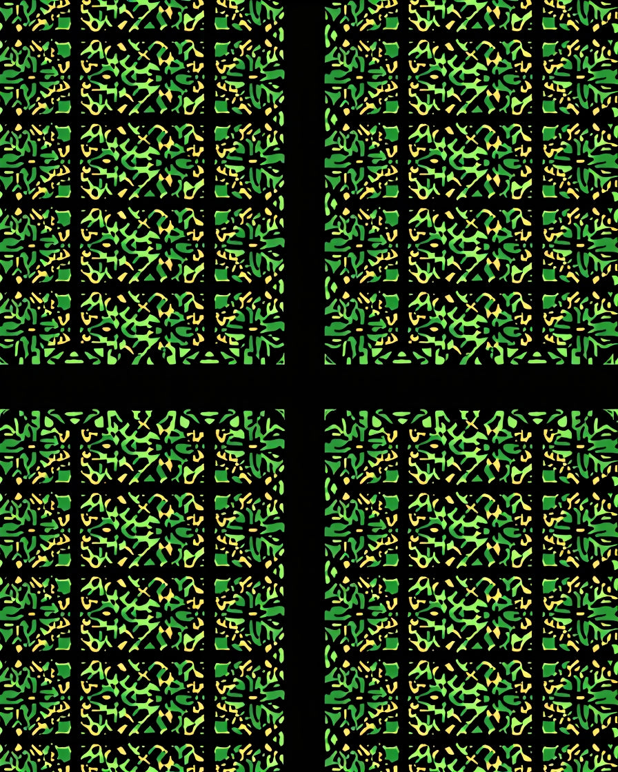Emerald Green Abstract Organic Grid Rug