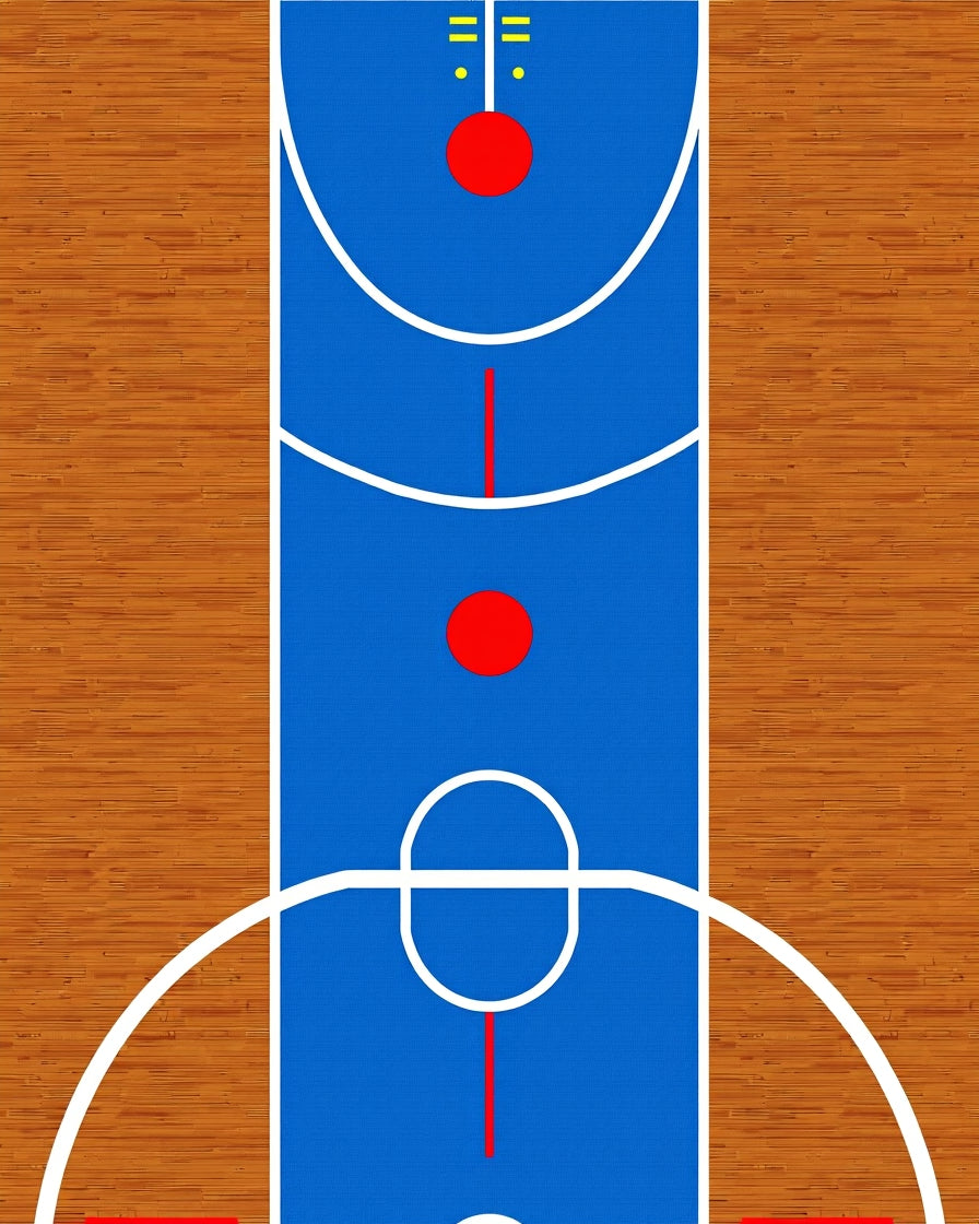 Court Blue Red Abstract Basketball Rug