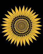 Golden Sunflower Mandala Rays Rug