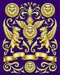 Golden Mythical Griffin Rampant Crest Rug