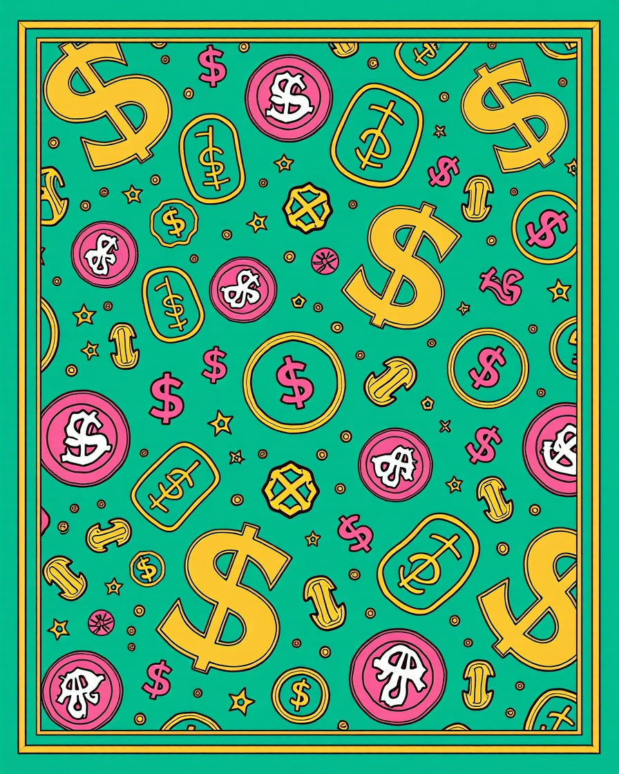 Playful Dollar Coin Scatter Rug