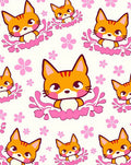 Cute Orange Kitties Pink Flowers Rug
