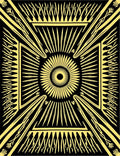 Golden Sunburst Concentric Geometric Rays Rug