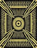 Golden Sunburst Concentric Geometric Rays Rug