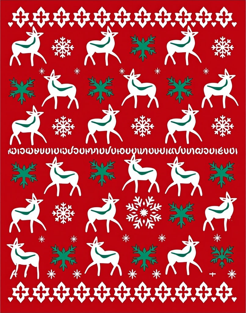 White Deer Snowflake Holiday Repeat Rug