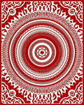 Crimson Radial Sunburst Medallion Rug