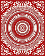 Crimson Radial Sunburst Medallion Rug