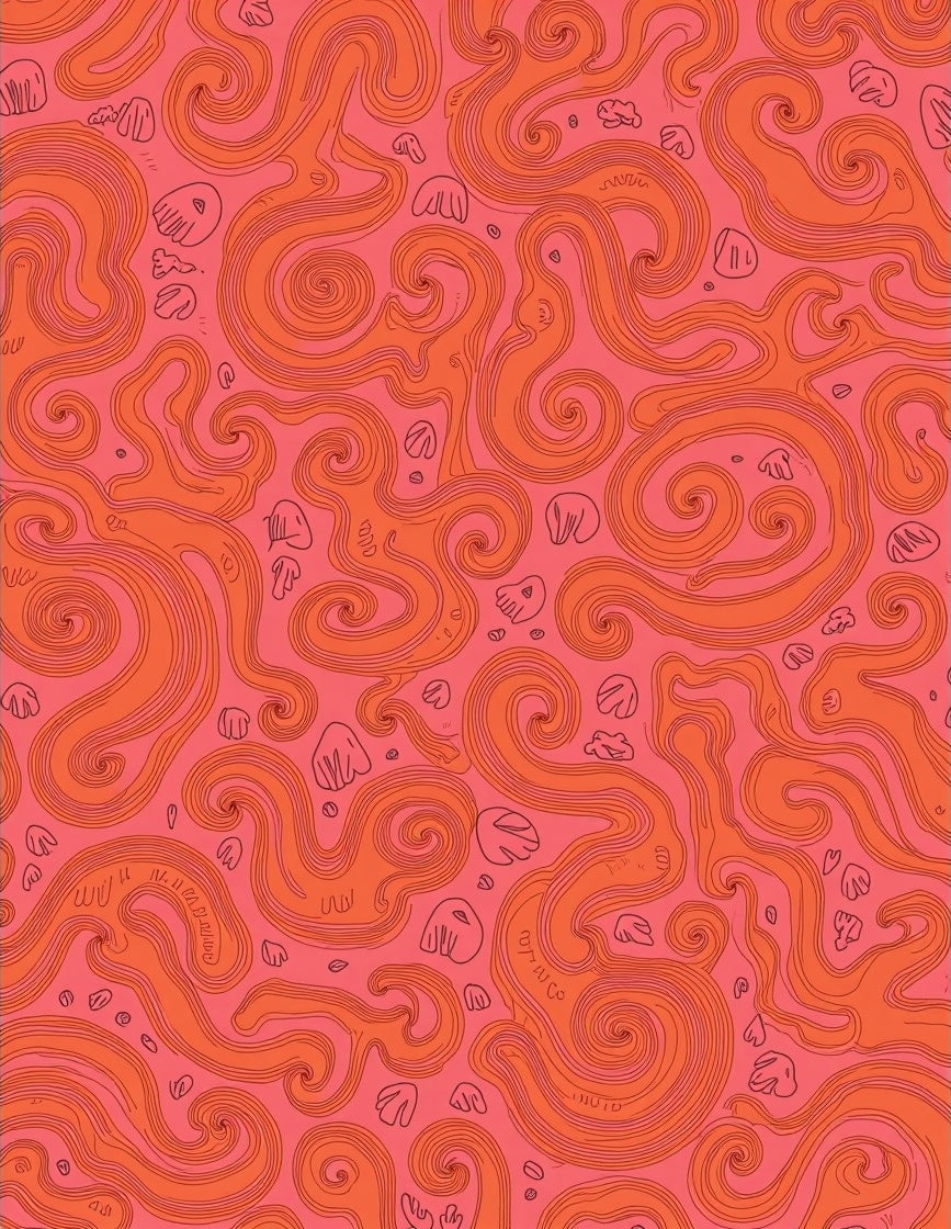 Pink Orange Swirl Organic Abstract Rug