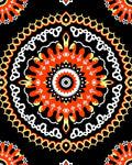 Vibrant Orange Black Mandala Medallion Rug