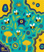 Teal Yellow Bee Hive Garden Tapestry Rug