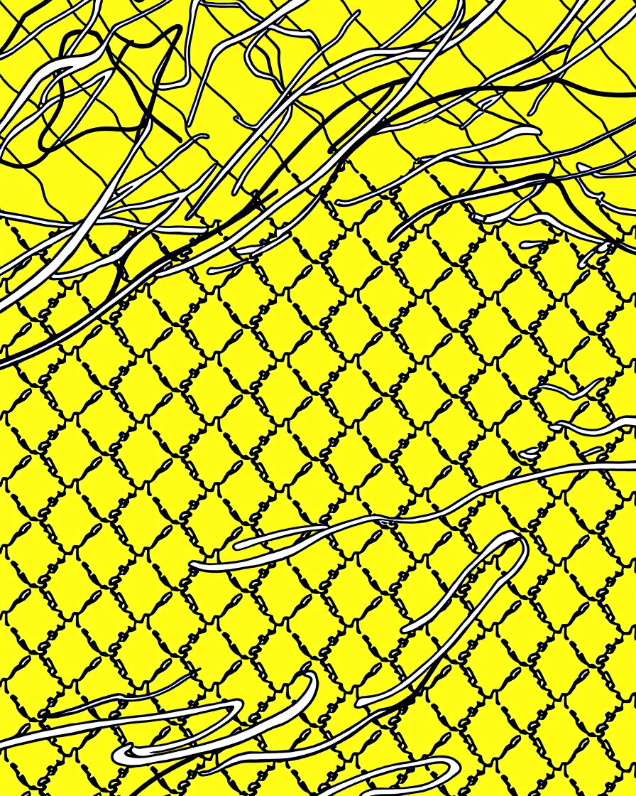 Bright Yellow Wire Mesh Texture Rug