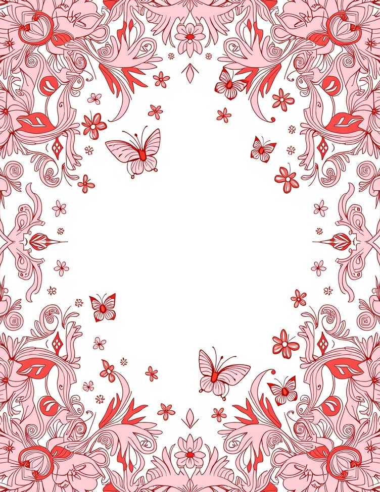 Crimson Butterfly Floral Garland Rug