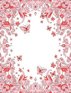 Crimson Butterfly Floral Garland Rug