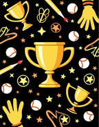 Golden Trophy Stars Baseball Celebration Rug