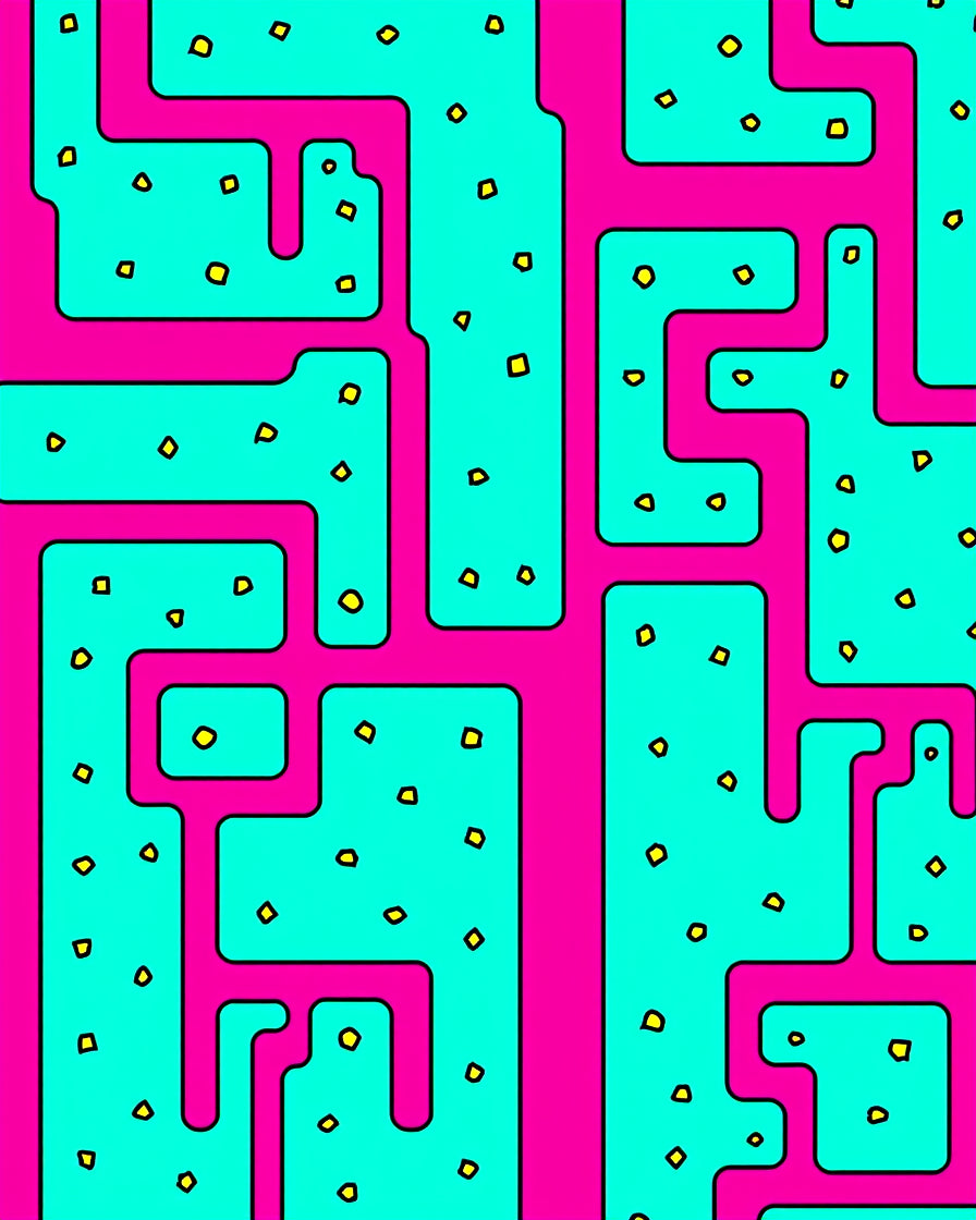 Bold Teal Pink Abstract Path Rug