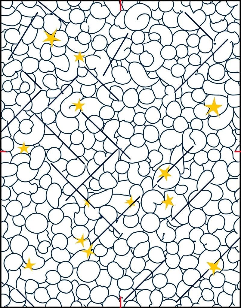 Abstract White Organic Shapes Yellow Stars Rug