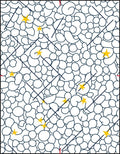 Abstract White Organic Shapes Yellow Stars Rug
