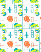 Playful Teal Orange Abstract Shapes Rug
