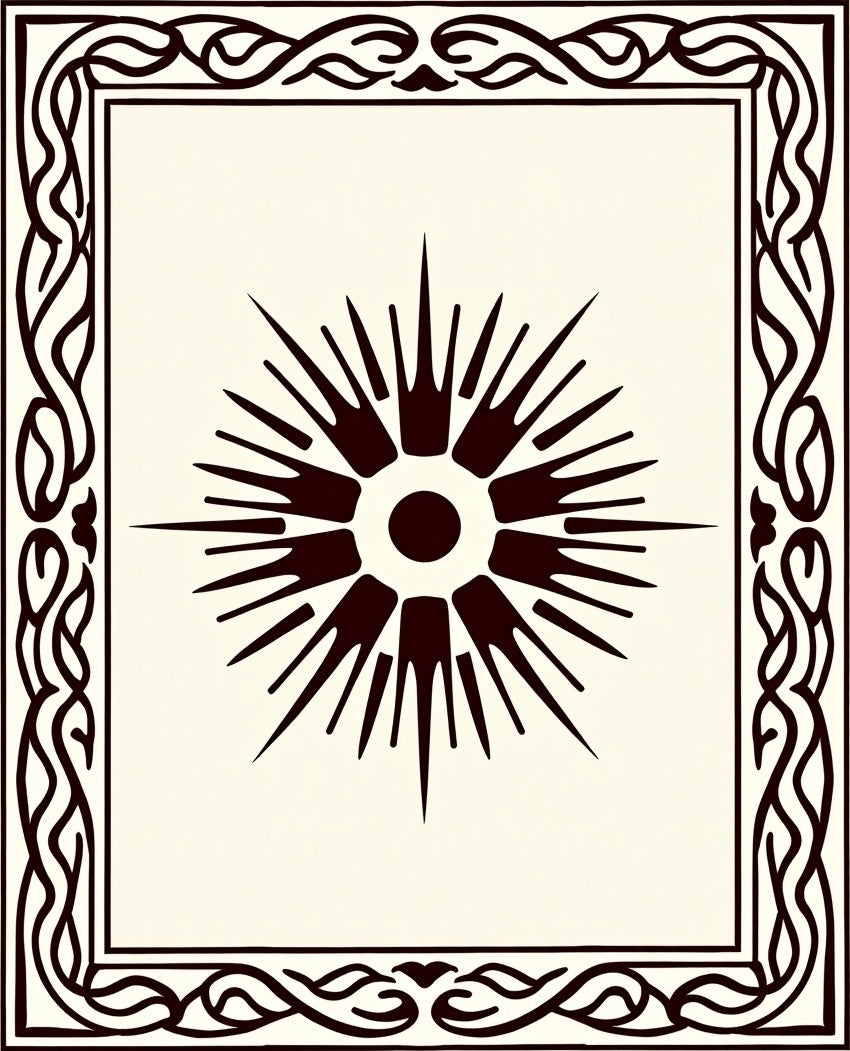 Bold Dark Sunburst Frame Rug