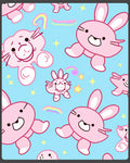 Pink Bunnies Stars Rainbows Aqua Rug