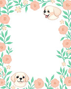 Peach Rose Garden Puppy Border Rug