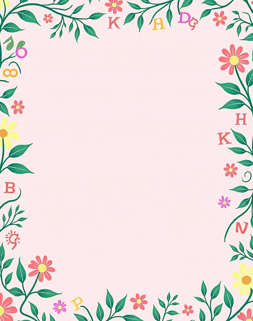Whimsical Floral Alphabet Border Rug