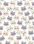 Kawaii Cream Gray Cats Face Collection Rug