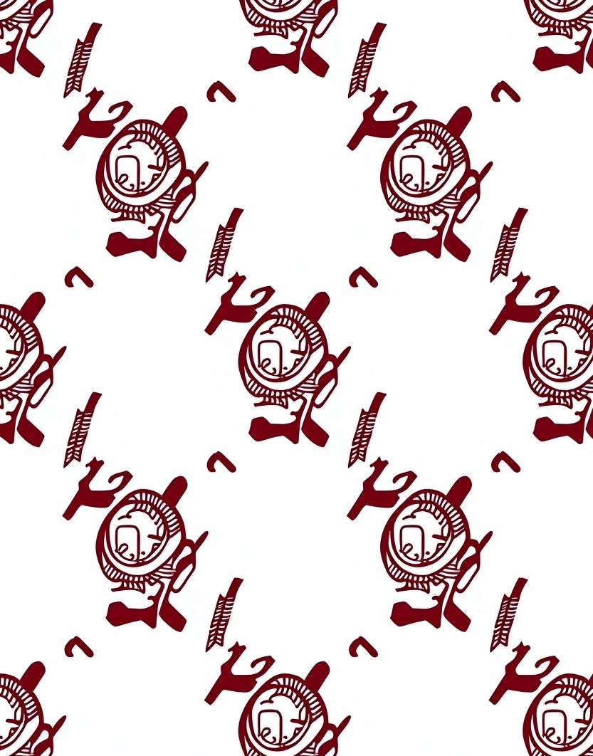 Deep Red Tribal Totem Arrangement Rug