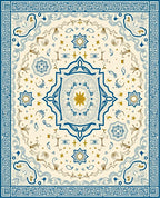 Ornate Teal and Gold Medallion Rug