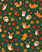 Cute Autumn Woodland Critters And Leaves Rug