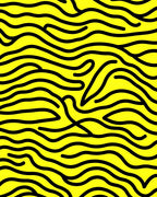 Yellow Black Abstract Curved Lines Rug