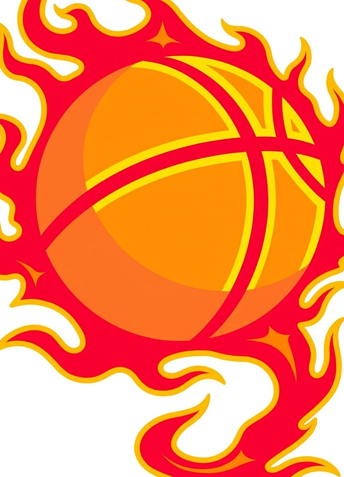 Flaming Basketball Fire Graphic Rug