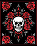 Dark Floral Skull Romance Rug