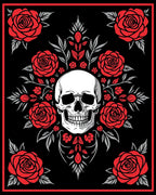 Dark Floral Skull Romance Rug