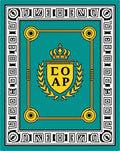 Turquoise Gold Crest Laurel Frame Rug