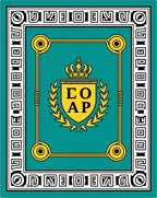 Turquoise Gold Crest Laurel Frame Rug