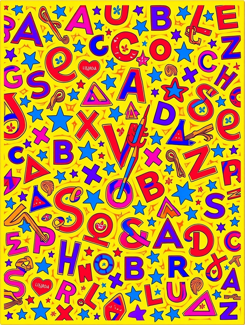 Alphabet Star Burst Composition Rug