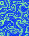 Dynamic Blue Swirl Triangles Rug