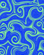 Dynamic Blue Swirl Triangles Rug