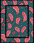 Coral Chili Pepper Teal Swirl Rug