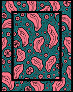 Coral Chili Pepper Teal Swirl Rug