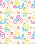 Whimsical Pink Yellow Blue Swirls Rug