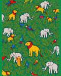 Emerald Jungle Animals Lion Elephant Birds Rug