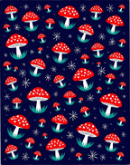 Whimsical Red Mushroom Starry Night Rug