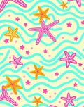 Bright Pink Orange Starfish Waves Rug