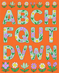 Groovy Floral Alphabet Orange Rug