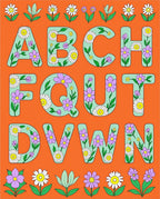 Groovy Floral Alphabet Orange Rug
