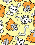 Playful Yellow Orange Cat Collage Rug