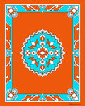 Vibrant Orange Teal Floral Medallion Rug
